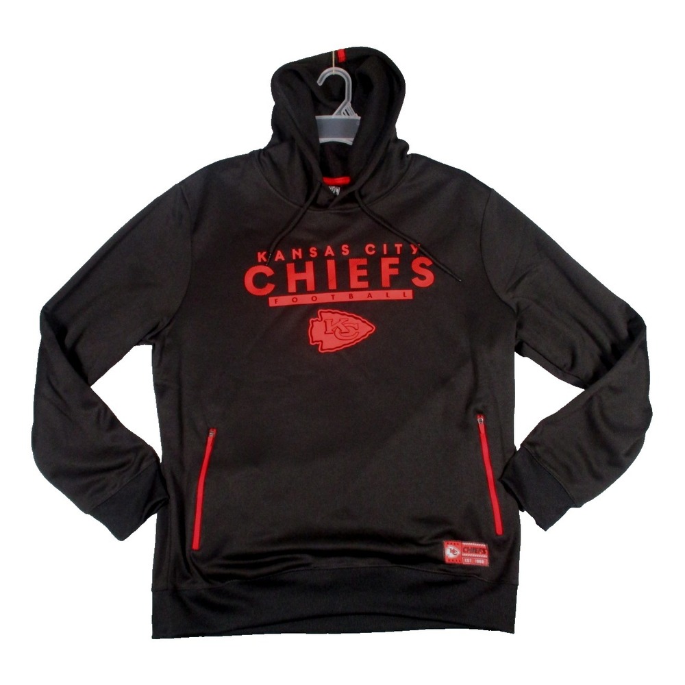 Kansas City Chiefs NFL‎ Team Apparel Hoodie Mens L Black Football Pullover NWT